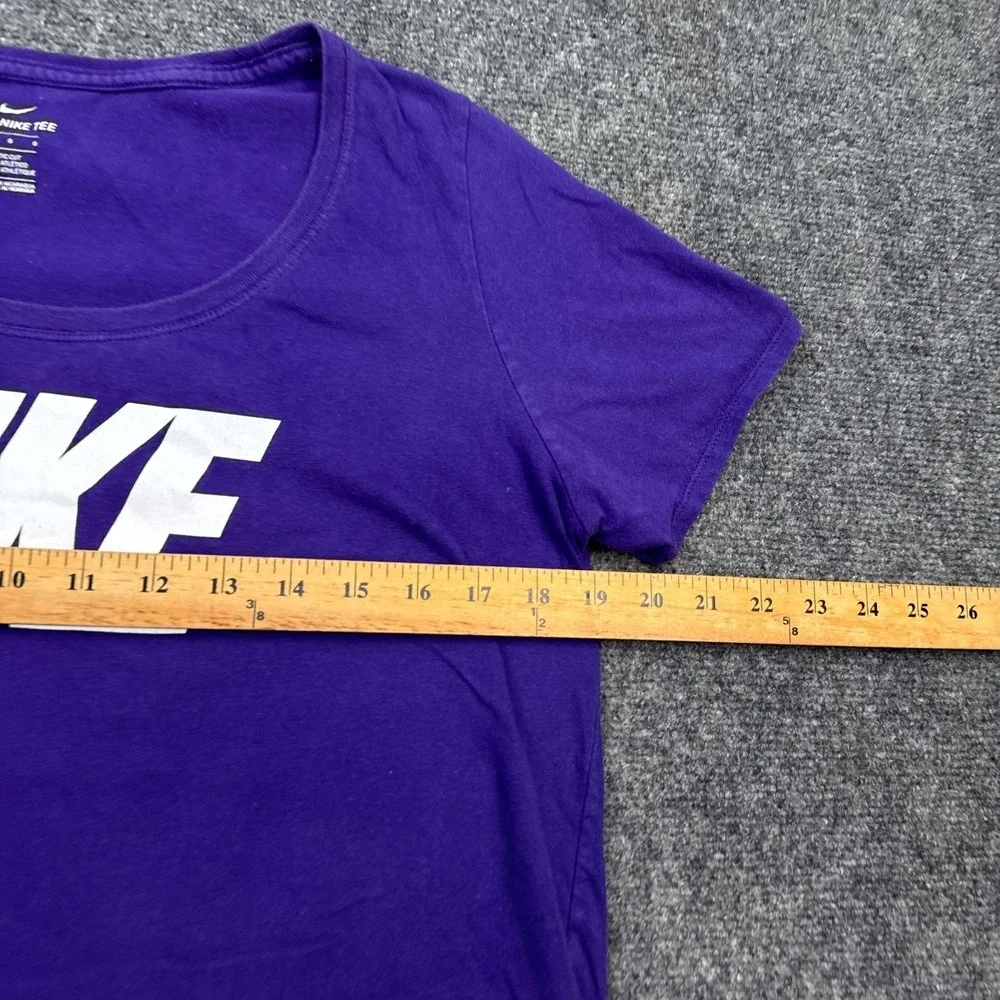 Nike Tee Shirt Top Womens Size Large Purple Center Logo Cotton‎ Athleisure
